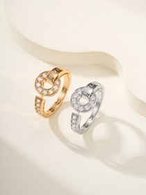 Bulgari Pave Diament List Pierścień-3586  