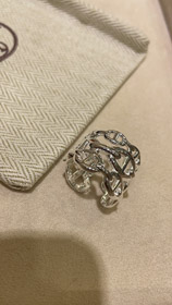 Hermes świnia nos trzywarstwowy łańcuch sterling srebro otwarty pierścień-3713  