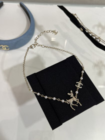 Chanel Golden Deer Pełny Diament Double C Pearl Naszyjnik-3749  