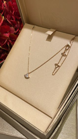 Bulgari mały wentylator biały matki perły różowe złoto pół diament pełny diament naszyjnik-3853  