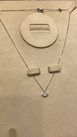 Bulgari mały wentylator pełny diament białe złoto naszyjnik-3896  