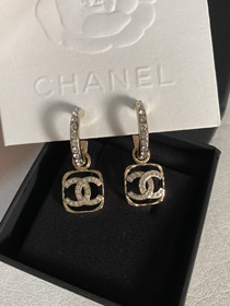 Chanel pusty strass kwadratowe kolczyki-3951  