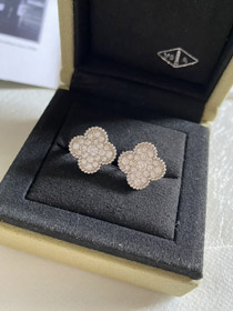Van Cleef & Arpels pełny diament cztery-liściowe kołyszka kolczyki-3958  