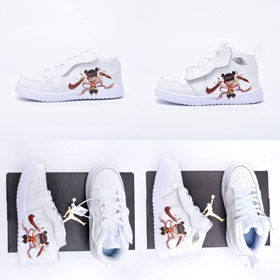 Nike NK Jordan Air Jordan 1 Mid Velcro Nezha Współpraca Dzieci Buty-4108  