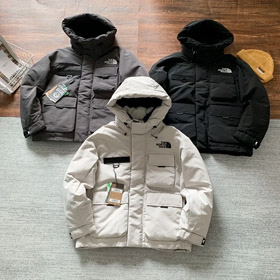 NORTH FACE jednokolorowy logo logo wielokiesnowy sznurek z kapturem kurtka z bawełną-4274  