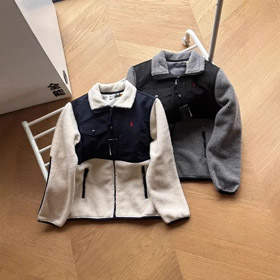 Polo Ralph Lauren Kolor-blok Fleece Stand-kołnierz Zip-up Kurtka-4852  