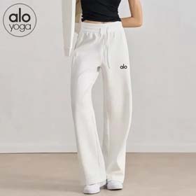 ALO Yoga pants for women with drawstring, versatile, high waist, straight, loose, casual, wide-leg, slimming, fitness sports pants-2565  