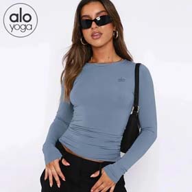 ALO Yoga Clothes Fitness Long Sleeves Bottoming Dance All-match Quick Dry Training Tops Sports T-shirt-2573  