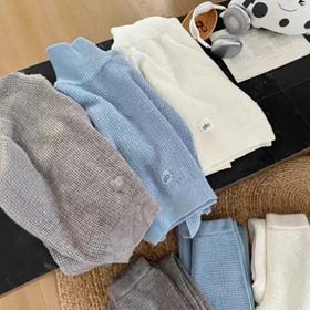 ALO Waffle knit sweater loose loose straight wide-leg pants temperament fashion suit-2574  